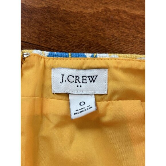 J Crew Printed Basketweave Pencil Skirt Knee Length Zip Yellow Blue Floral 0 - Picture 3 of 7